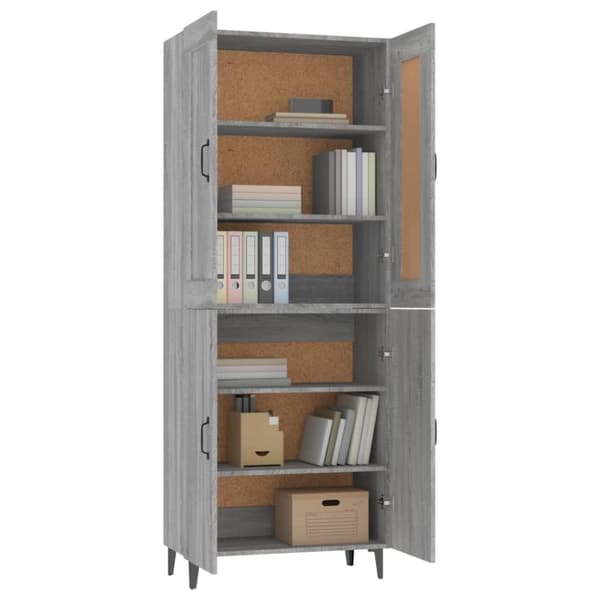 vidaXL Highboard grå sonoma 70x34x180 cm konstruert tre
