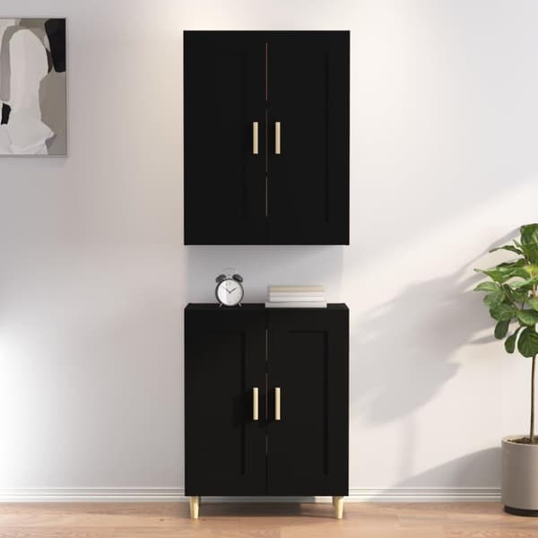 vidaXL Highboard svart 69,5x34x180 cm konstruert tre