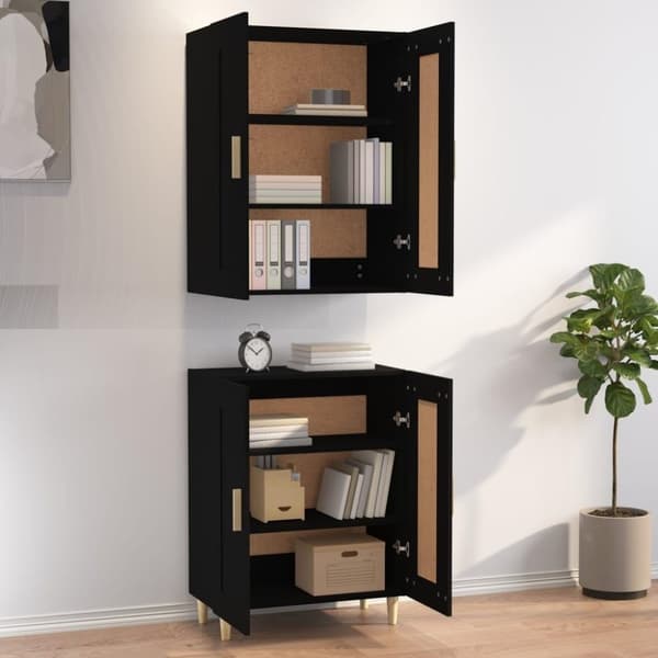 vidaXL Highboard svart 69,5x34x180 cm konstruert tre