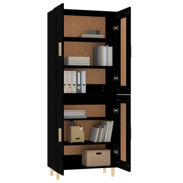 vidaXL Highboard svart 69,5x34x180 cm konstruert tre