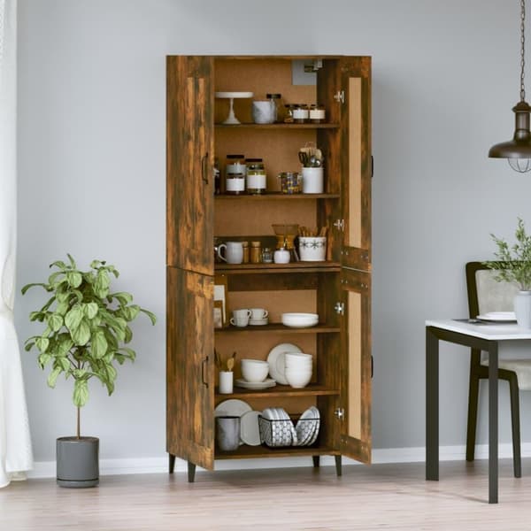vidaXL Highboard røkt eik 69,5x34x180 cm konstruert tre