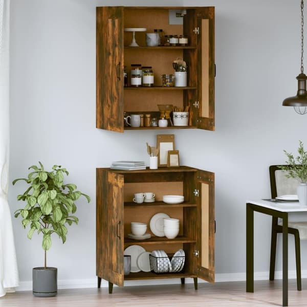 vidaXL Highboard røkt eik 69,5x34x180 cm konstruert tre