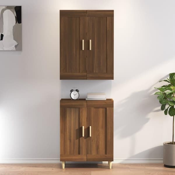 vidaXL Highboard brun eik 69,5x34x180 cm konstruert tre