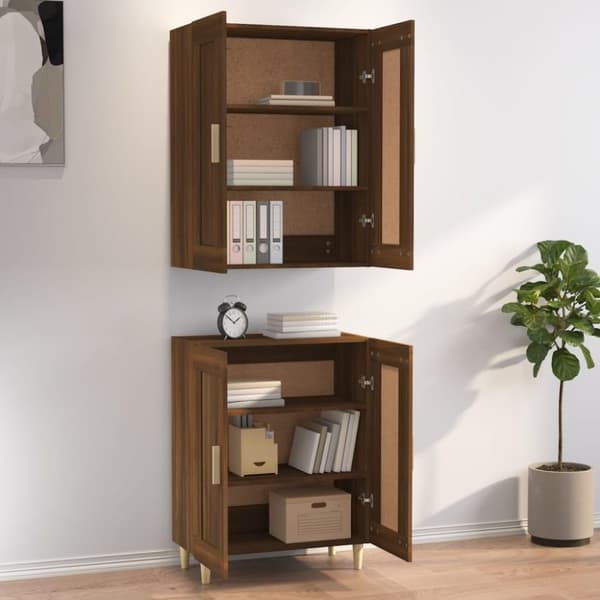 vidaXL Highboard brun eik 69,5x34x180 cm konstruert tre