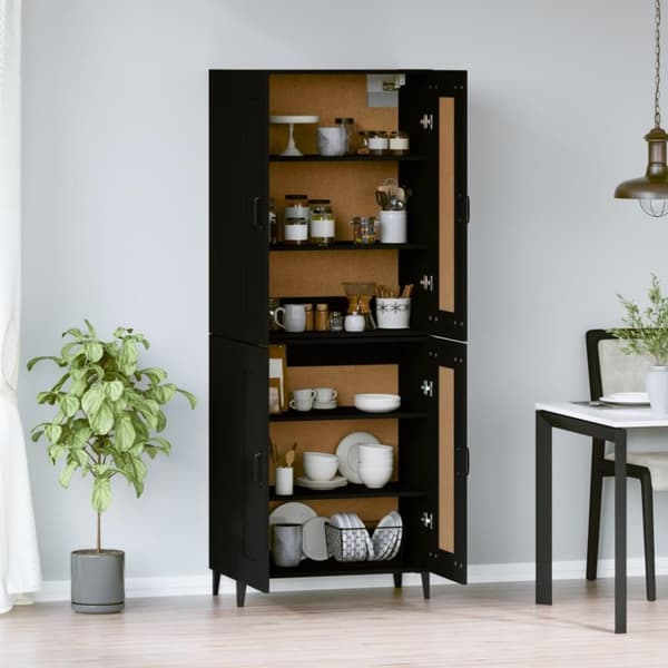 vidaXL Highboard svart 69,5x34x180 cm konstruert tre