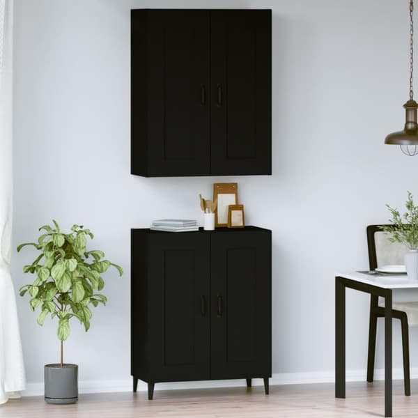 vidaXL Highboard svart 69,5x34x180 cm konstruert tre