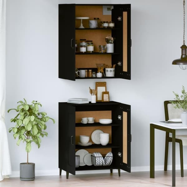 vidaXL Highboard svart 69,5x34x180 cm konstruert tre