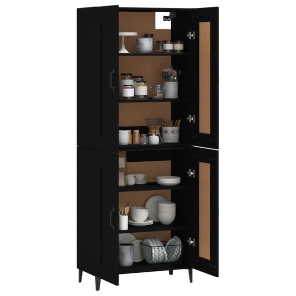 vidaXL Highboard svart 69,5x34x180 cm konstruert tre