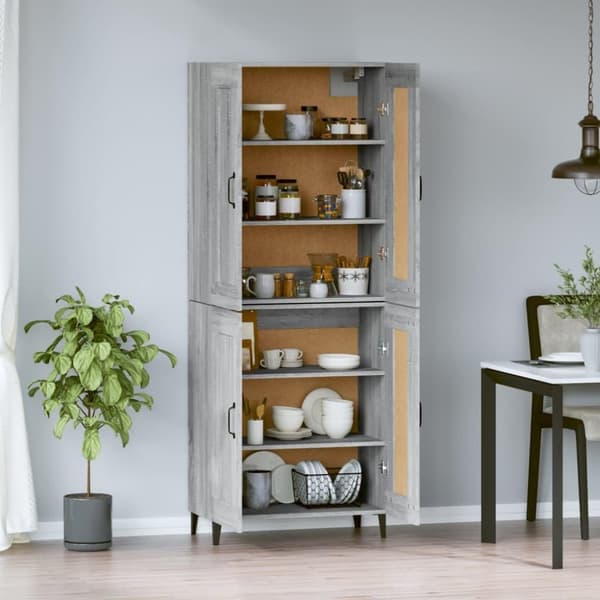 vidaXL Highboard grå sonoma 69,5x34x180 cm konstruert tre