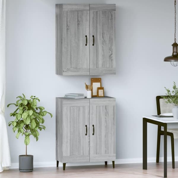 vidaXL Highboard grå sonoma 69,5x34x180 cm konstruert tre