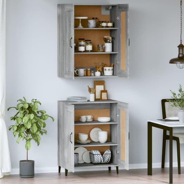 vidaXL Highboard grå sonoma 69,5x34x180 cm konstruert tre