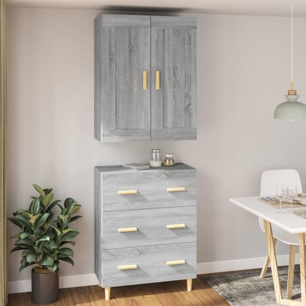vidaXL Highboard grå sonoma konstruert tre