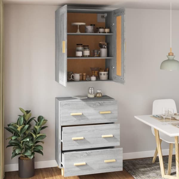 vidaXL Highboard grå sonoma konstruert tre