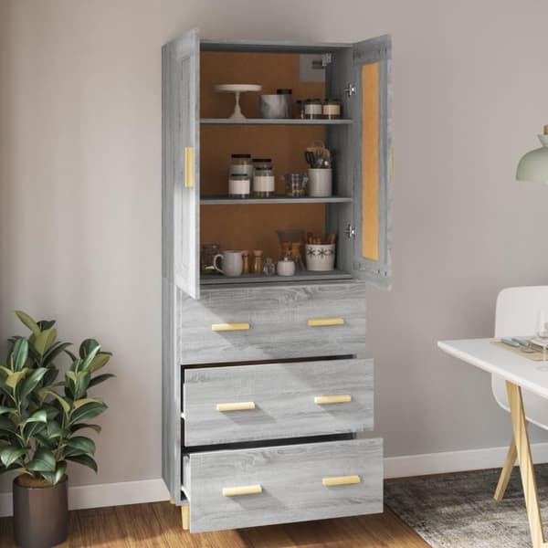 vidaXL Highboard grå sonoma konstruert tre