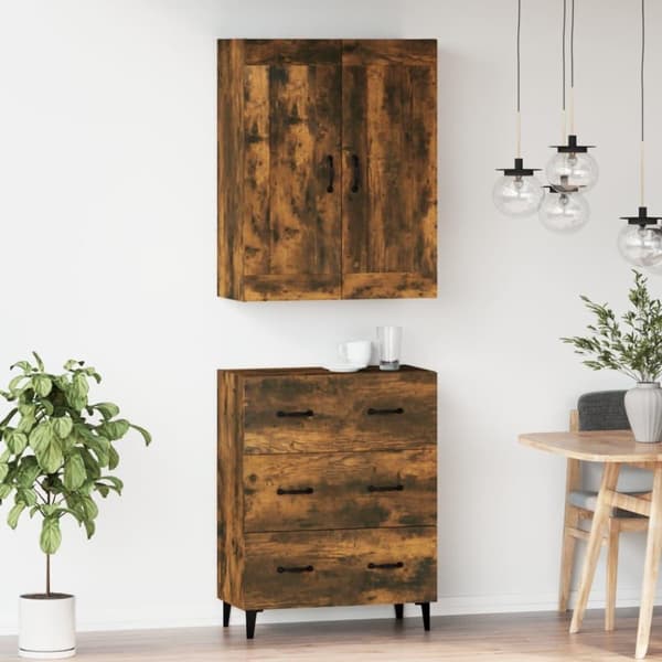 vidaXL Highboard røkt eik konstruert tre