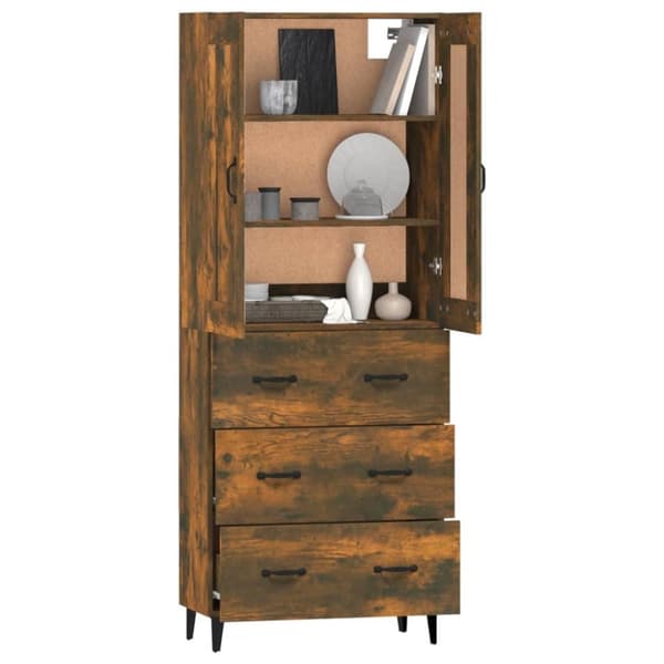 vidaXL Highboard røkt eik konstruert tre