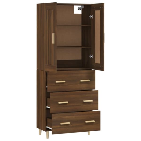 vidaXL Highboard brun eik konstruert tre