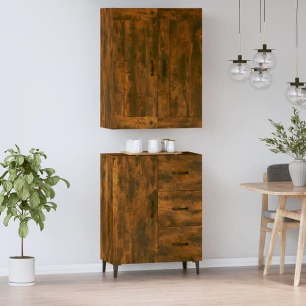 vidaXL Highboard røkt eik konstruert tre