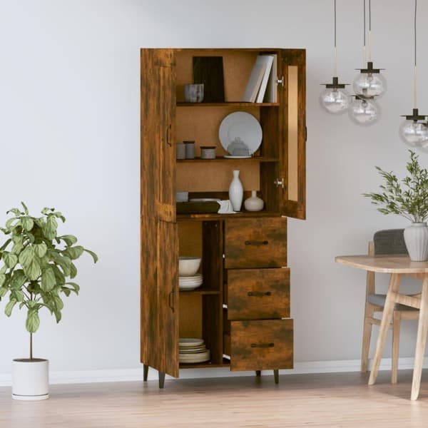 vidaXL Highboard røkt eik konstruert tre