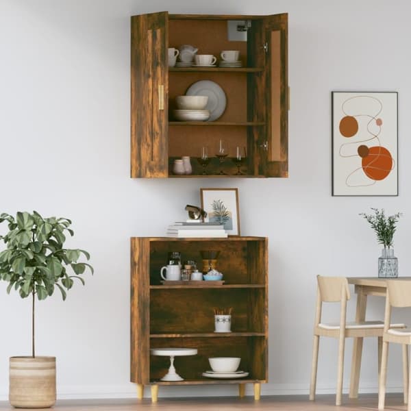 vidaXL Highboard røkt eik konstruert tre