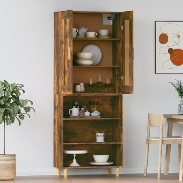vidaXL Highboard røkt eik konstruert tre
