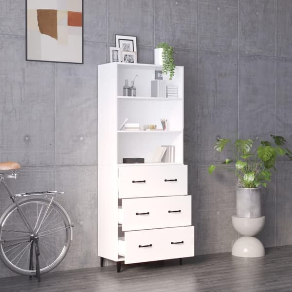 vidaXL Highboard hvit konstruert tre
