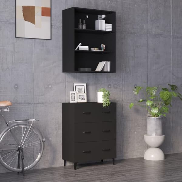 vidaXL Highboard svart konstruert tre