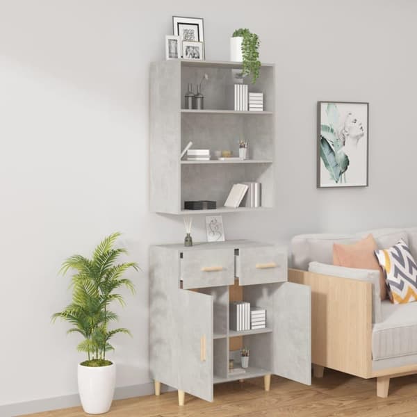 vidaXL Highboard betonggrå konstruert tre