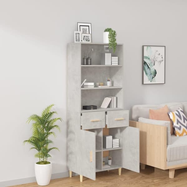 vidaXL Highboard betonggrå konstruert tre