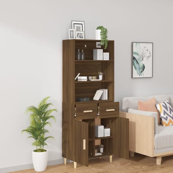 vidaXL Highboard brun eik konstruert tre