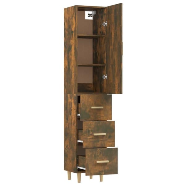 vidaXL Highboard røkt eik 34,5x34x180 cm konstruert tre