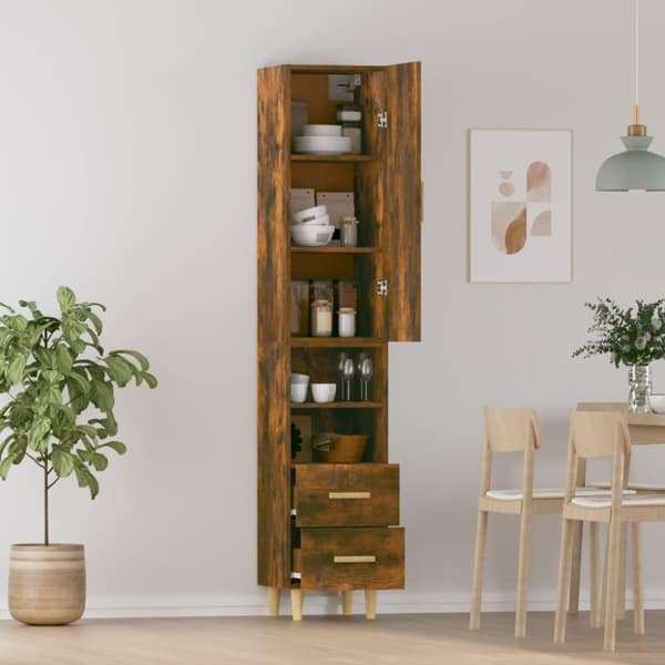 vidaXL Highboard røkt eik 34,5x34x180 cm konstruert tre