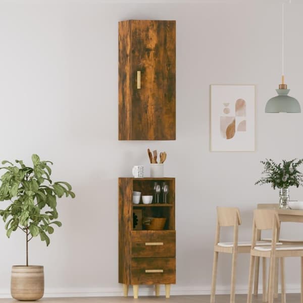 vidaXL Highboard røkt eik 34,5x34x180 cm konstruert tre