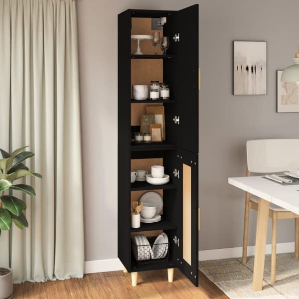 vidaXL Highboard svart 34,5x34x180 cm konstruert tre