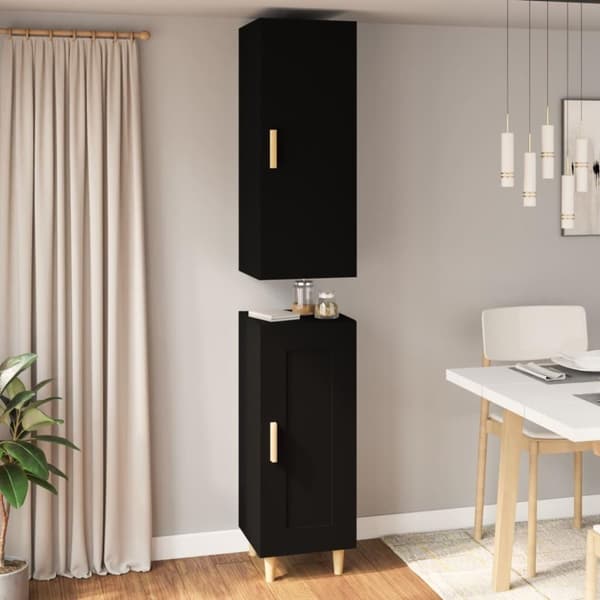 vidaXL Highboard svart 34,5x34x180 cm konstruert tre