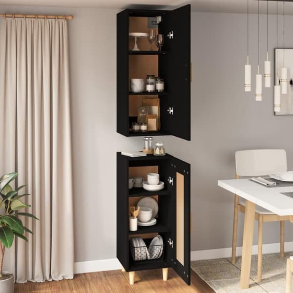 vidaXL Highboard svart 34,5x34x180 cm konstruert tre