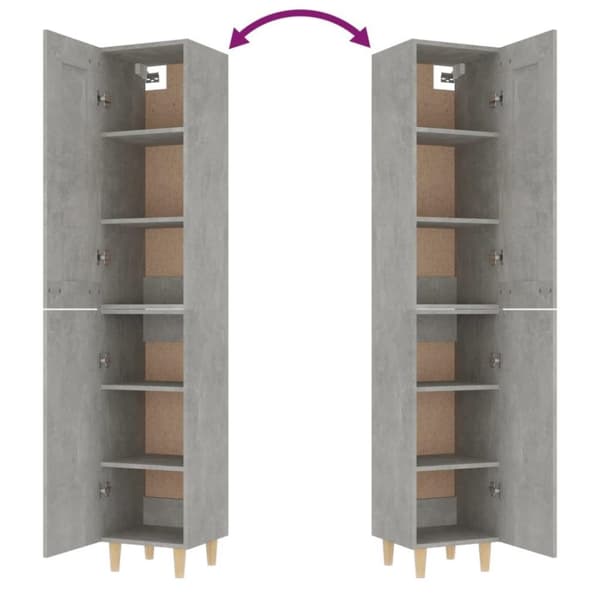 vidaXL Highboard betonggrå 35x34x180 cm konstruert tre