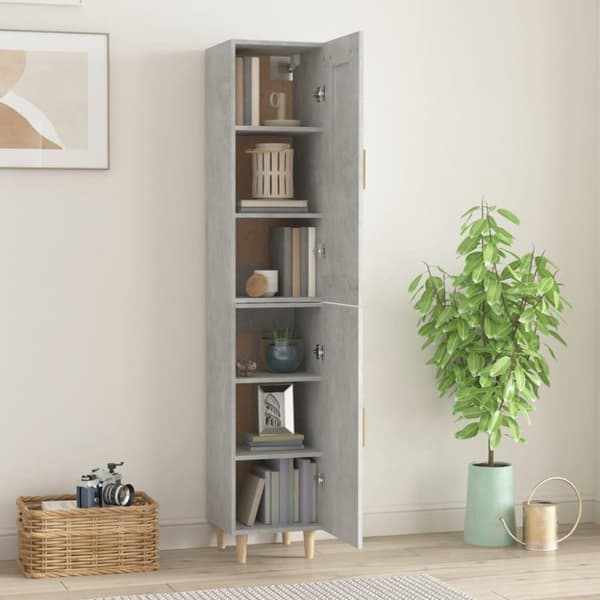 vidaXL Highboard betonggrå 35x34x180 cm konstruert tre