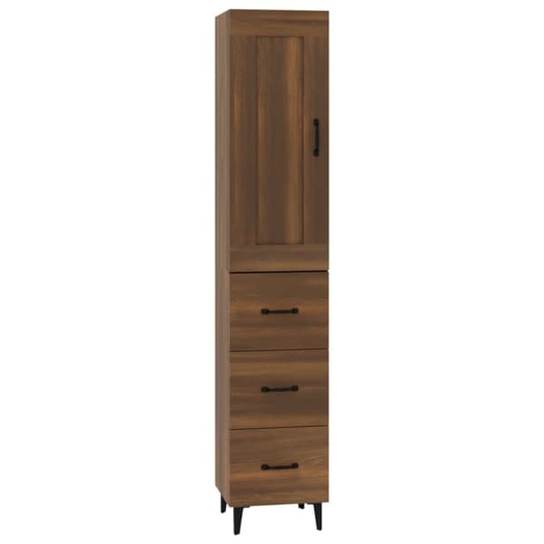 vidaXL Highboard brun eik 35x34x180 cm konstruert tre