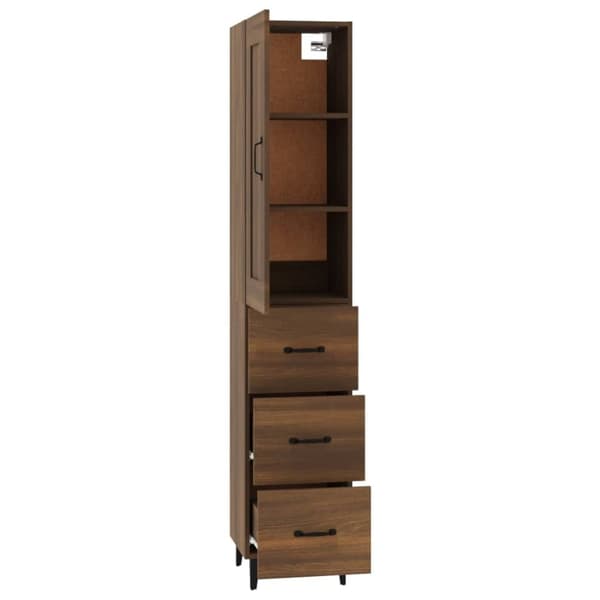 vidaXL Highboard brun eik 35x34x180 cm konstruert tre