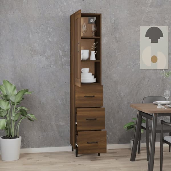 vidaXL Highboard brun eik 35x34x180 cm konstruert tre