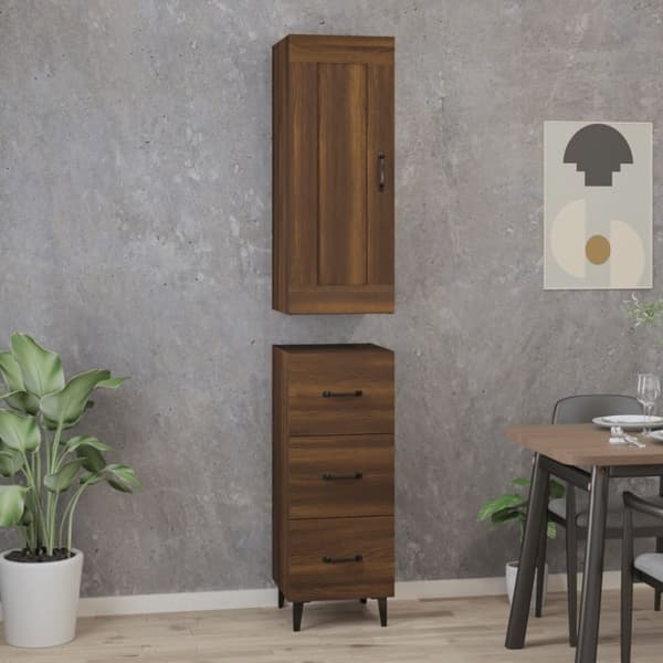 vidaXL Highboard brun eik 35x34x180 cm konstruert tre