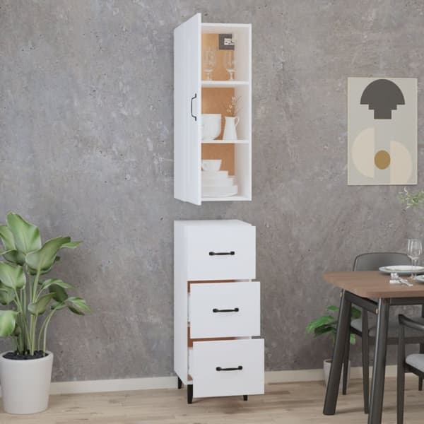 vidaXL Highboard hvit 35x34x180 cm konstruert tre