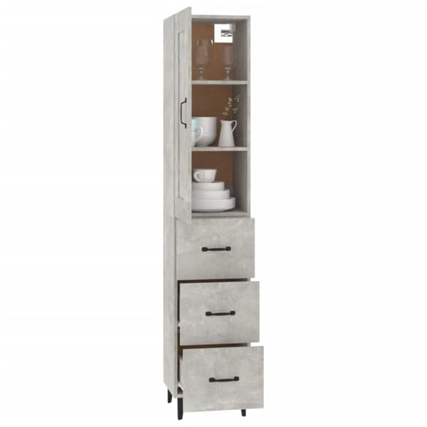 vidaXL Highboard betonggrå 35x34x180 cm konstruert tre
