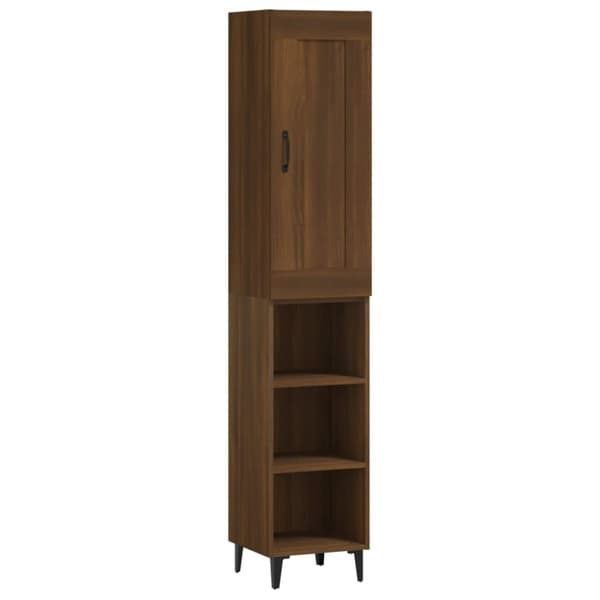 vidaXL Highboard brun eik 35x34x180 cm konstruert tre
