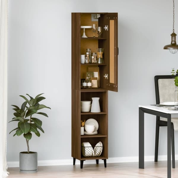 vidaXL Highboard brun eik 35x34x180 cm konstruert tre