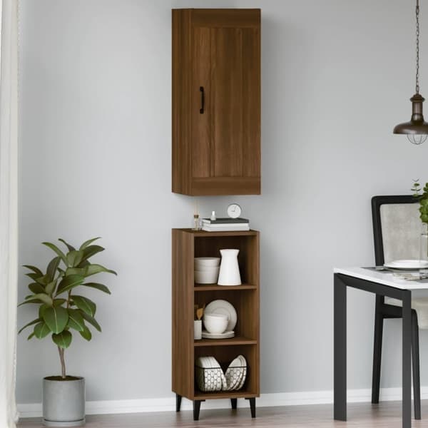 vidaXL Highboard brun eik 35x34x180 cm konstruert tre