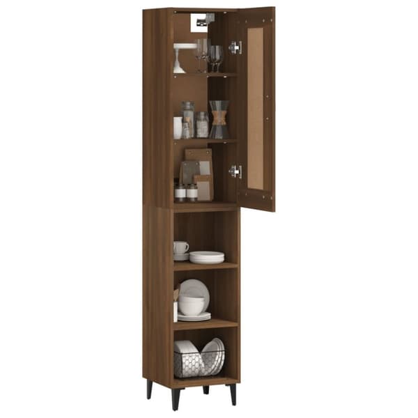 vidaXL Highboard brun eik 35x34x180 cm konstruert tre