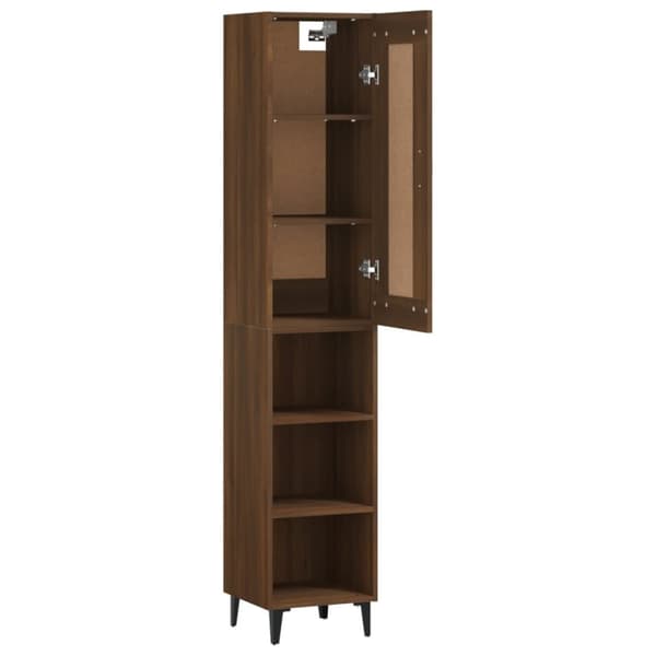 vidaXL Highboard brun eik 35x34x180 cm konstruert tre