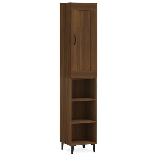 vidaXL Highboard brun eik 35x34x180 cm konstruert tre